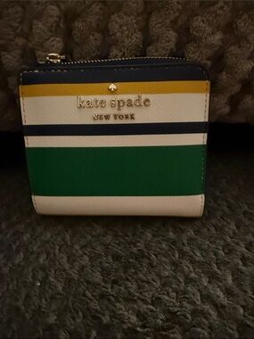 kate spade Striped Zip Wallet - Navy, Green, White, Yellow